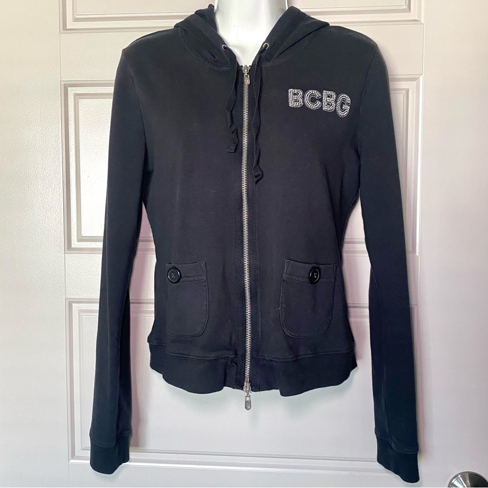 BCBGeneration Black Zip-Up Hoodie Jacket